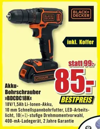 B1 Discount Baumarkt Black + Decker Akku Bohrschrauber BDCDC18K Angebot