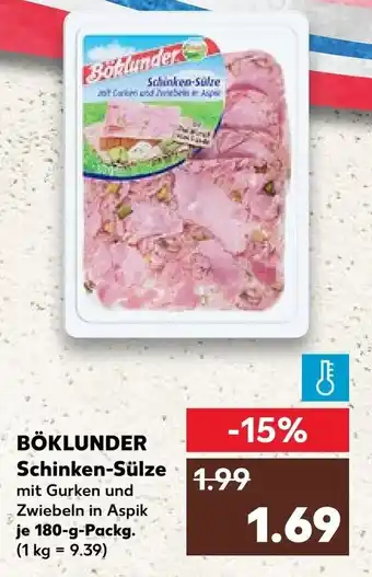 Kaufland BÖKLUNDER Schinken-Sülze mit Gurken und Zwiebeln in Aspik je 180-g-Packg. Angebot