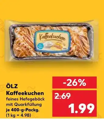 Kaufland ÖLZ Kaffeekuchen feines Hefegebäck mit Quarkfüllung je 400-g-Packg. Angebot