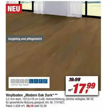 toom Baumarkt Decolife Vinylboden „modern Oak Dark” Angebot