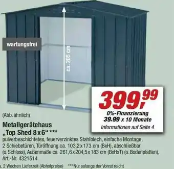 toom Baumarkt Metallgerätehaus „top Shed 8x6” Angebot