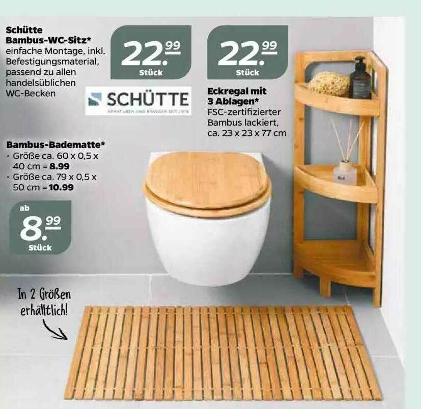 Schtte Bambus-wc-sitz Oder Bambus-badematte Oder Eckregal Mit 3 Ablagen  Angebot bei NETTO