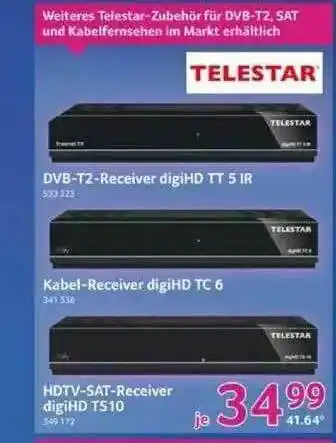 Selgros Telestar Dvb-t2-receiver Digihd Tt 5 Ir Oder Kabel-receiver Digihd Tc 6 Oder Hdtv-sat-receiver Digihd Ts10 Angebot