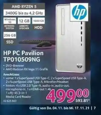 Selgros Hp Pc Pavilion Tp010509ng Angebot