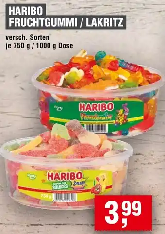 Handelshof HARIBO FRUCHTGUMMI/LAKRITZ 750 g/1000 g Dose Angebot