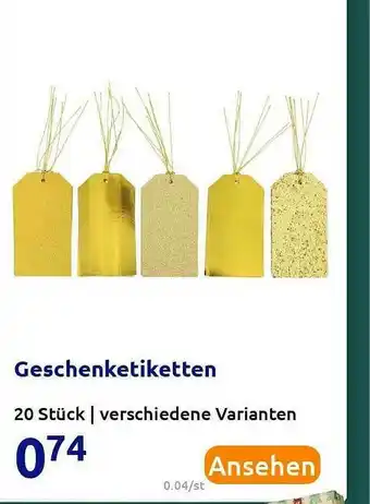 Action Geschenketiketten Angebot