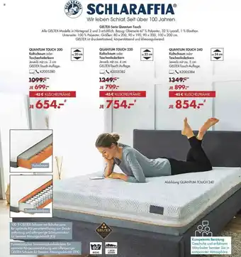 Galeria Schlaraffia Quantum Touch 200, 220 Mom 240 Kaltschaum Oder Taschenfederkern Angebot