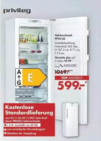 Galeria Privileg Gefrierschrank Pfvn 84 Angebot