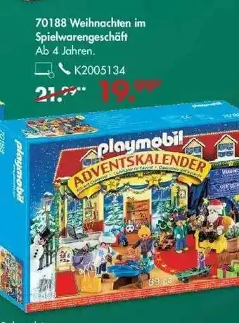 Galeria Playmobil Adventskalender 70188 Weihnachten Im Spielwarengeschäft Angebot