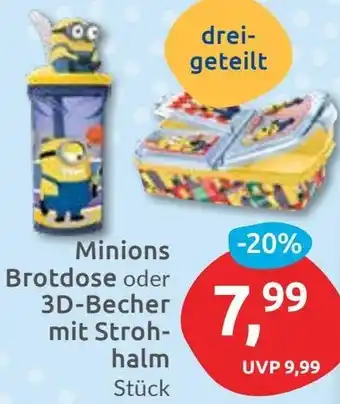 Budni Minions Brotdose oder 3D-Becher mit Strohhalm Angebot
