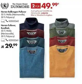 Galeria Dunmore Herren-rollkragen-pullover Oder Herren-pullover, Rundhals Angebot