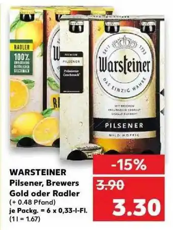 Kaufland Warsteiner Pilsener, Brewers Gold Oder Radler Angebot