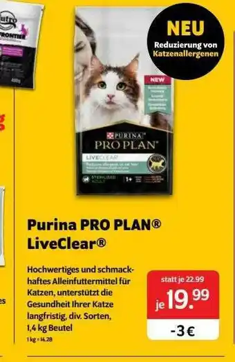 Das Futterhaus Purina Pro Plan Liveslear Angebot