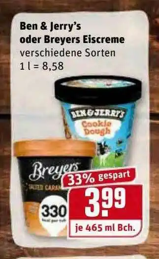 REWE Kaufpark Ben & Jerry's Oder Breyers Eiscreme Angebot