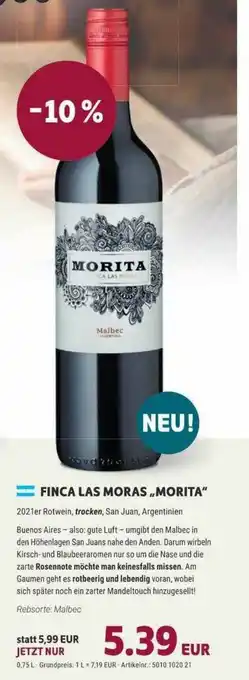 Vino Weinmarkt Finca Las Moras „morita” Angebot