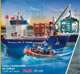 Globus Playmobil Grosses Containerschiff mit Zollboot 70769 Angebot