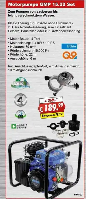 Stabilo Motorpumpe Gmp 15.22 Set Güde Angebot