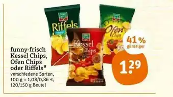 tegut Funny Frisch Kessel Chips, Ofen Chips Oder Riffels Angebot