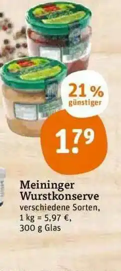 tegut Meininger Wurstkonserve Angebot