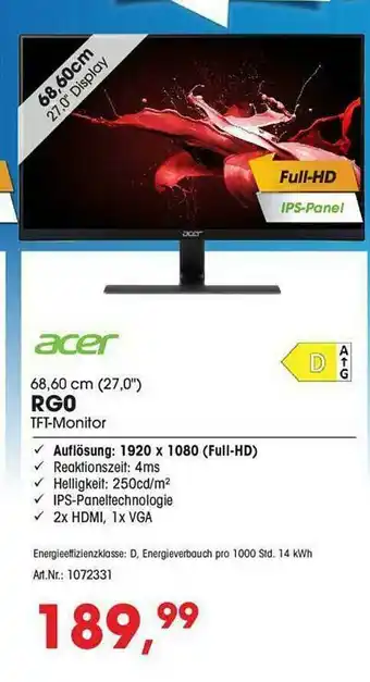 Arlt Acer Rg0 Tft-monitor Angebot