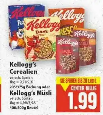 E-Center Kellogg's Cerealien Oder Kellogg's Müsli Angebot