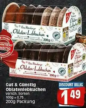 Elli Markt Gut & Günstig Oblatenlebkuchen Angebot