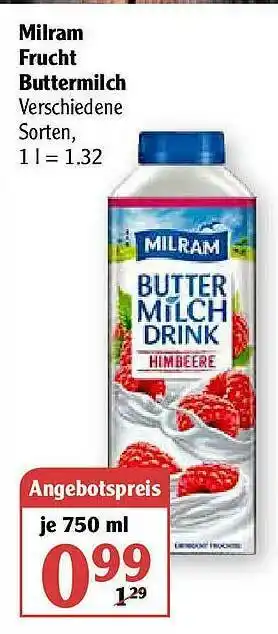 Globus Milram Frucht Buttermilch Angebot