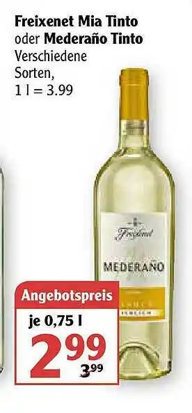 Globus Freixenet Mia Tinto Oder Mederaño Tinto Angebot