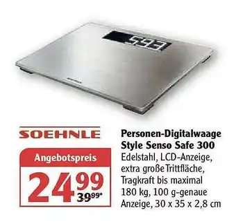 Globus Soehnle Personen-digitalwaage Style Senso Safe 300 Angebot