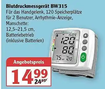 Globus Blutdruckmessgerät Bw315 Angebot