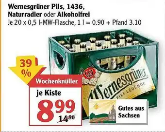 Globus Wernesgrüner Pils, 1436, Naturradler Oder Alkoholfrei Angebot