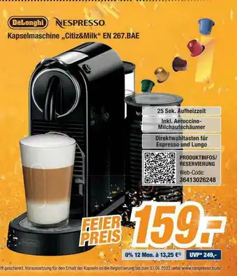 Expert Bening Delonghi Nespresso Kapselmaschine „citiz&milk” En267.bae Angebot