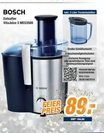 Expert Bening Bosch Entsafter Vitajuice 3 Mes3500 Angebot