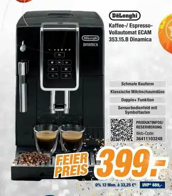 Expert Bening Delonghi Kaffee- Espresso-vollautomat Ecam 353.15.b Dinamica Angebot