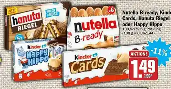 AEZ Nutella B-ready, Kinder Cards, Hanuta Riegel Oder Happy Hippo Angebot