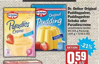 AEZ Dr Oetker Original Puddingpulver, Puddingpulver Schoko Oder Paradiescreme Angebot