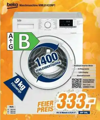 Expert Bening Beko Waschmaschine Wml91433np1 Angebot