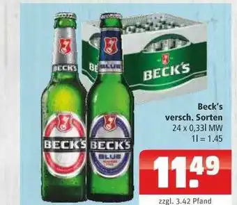 Getränkehaus Beck's Verschiedene Sorten Angebot