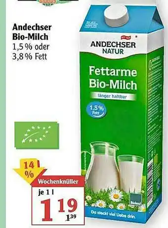 Globus Andechser Natur Bio-milch Angebot