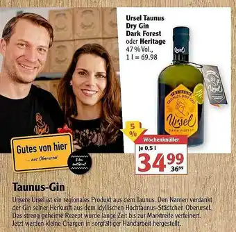 Globus Ursel Taunus Dry Gin Dark Forest Oder Heritage Angebot