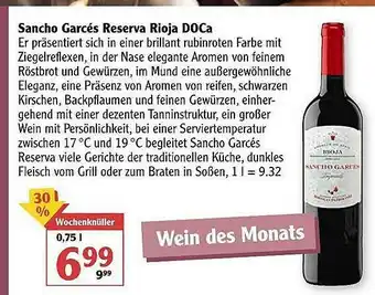 Globus Sancho Garcés Reserva Rioja Doca Angebot