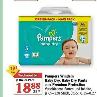 Globus Pampers Windeln Baby Dry, Baby Dry Pants Oder Premium Protection Angebot