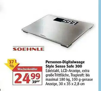 Globus Soehnle Personen-digitalwaage Style Senso Safe 300 Angebot