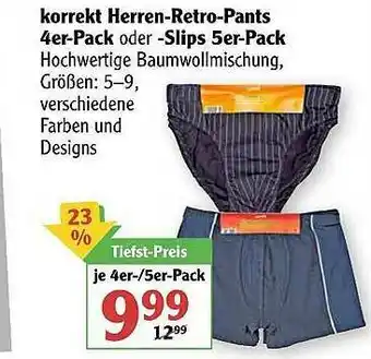 Globus Korrekt Herren-retro-pants 4er-pack Oder -slips 5er-pack Angebot