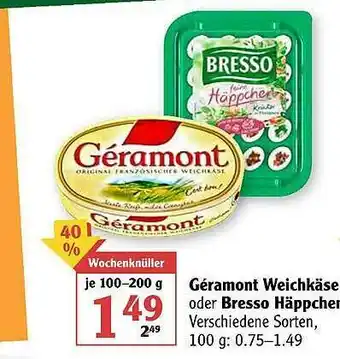 Globus Géramont Weichkäse Oder Bresso Häppchen Angebot