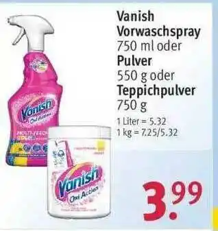 Rossmann Vanish Vorwaschspray Oder Pulver Teppichpulver Angebot