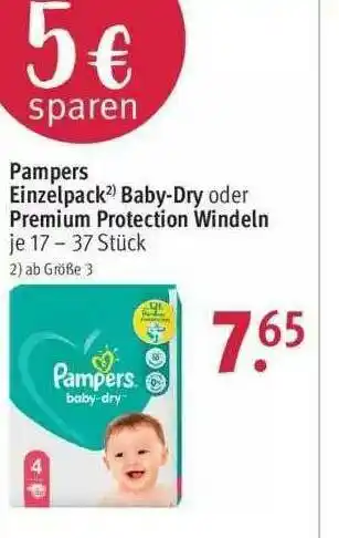 Rossmann Pampers Einzelpack Baby Dry Oder Premium Protection Windeln Angebot