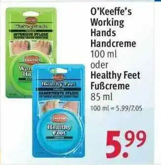 Rossmann O'keeffe's Working Hands Handcreme Oder Healthy Feet Fußcreme Angebot