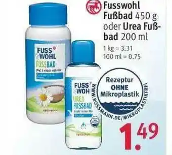 Rossmann Fusswohl Fußbad Doer Urea Fußbad Angebot