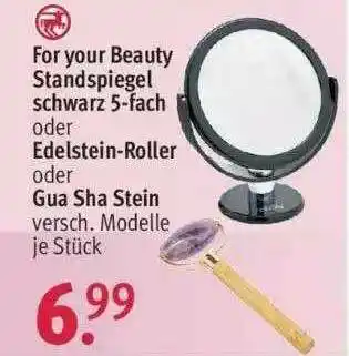 Rossmann For Your Beauty Standspiegel Schwarz 5-fach Oder Edelstein-roller Oder Gua Sha Stein Angebot